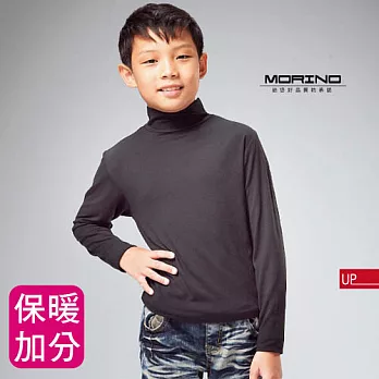 【MORINO】兒童長袖高領發熱衣-深灰色M深灰色