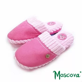 Moscova〃冬季卡哇依先鋒隊。超質感雙料鈕扣設計厚底舒適拖(女)L粉紅色