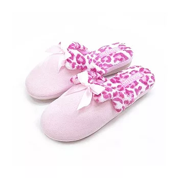 ★Moscova〃經典美感之作。蝴蝶結豹紋造型舒適厚底毛拖(女)M粉紅色