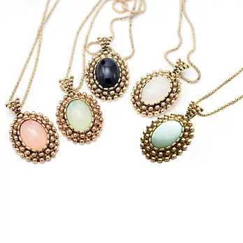 ECO安珂．復古橢圓寶石長項鍊黑色