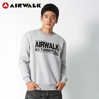 【美國 AIRWALK】生活潮流長袖圓領Tee-男L淺麻灰-L