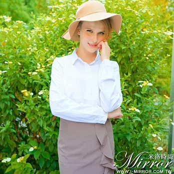 【Mirror米洛時尚】可反折百搭絹絲襯衫 MIT台灣製造L白色