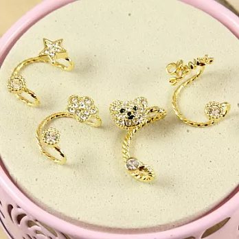 ECO安珂．星星/小花/小熊/草寫love 耳夾式耳環(4款/單個販售)星星