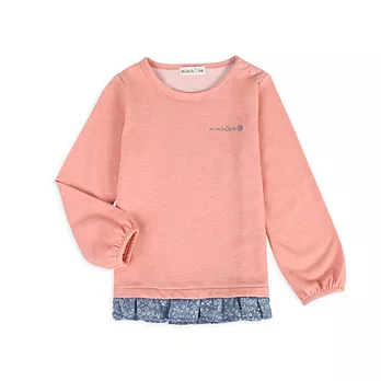 【minihope】普普拼布質感上衣140粉桔