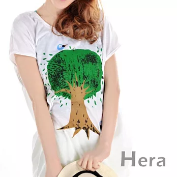 【Hera】赫拉 寬鬆圓領白T桖小可愛/上衣(二件套)(白色)
