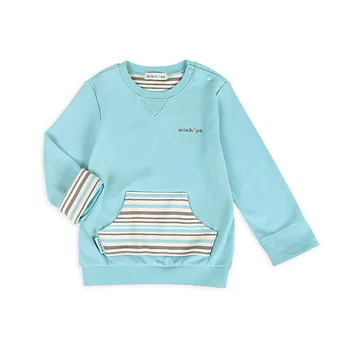 【minihope】質感折袖圓領上衣100湖藍