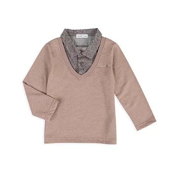 【minihope】紳士質感假兩件上衣100深卡其