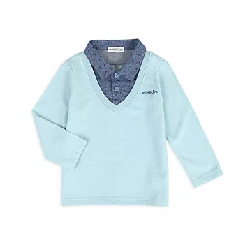 【minihope】紳士質感假兩件上衣100粉藍