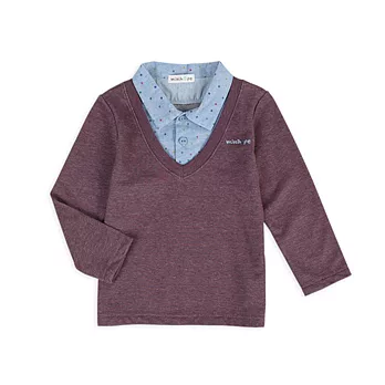 【minihope】紳士質感假兩件上衣100深紫