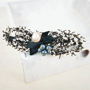 【PinkyPinky Boutique】小香香雙層蝴蝶結髮夾(深咖啡)