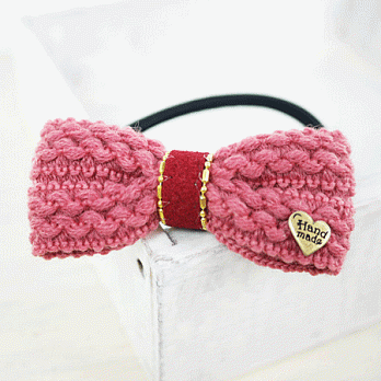 【PinkyPinky Boutique】麻花紋編織蝴蝶結髮束 (粉紅色)