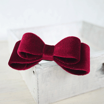 【PinkyPinky Boutique】高雅絨布蝴蝶結髮束(紅色)