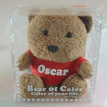 英文名繽紛熊-Oscar-紅色衣服-白色字