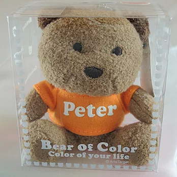英文名繽紛熊-Peter-橘色衣服-白色字