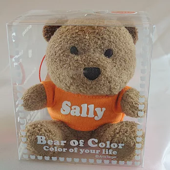 英文名繽紛熊-Sally-橘色衣服-白色字