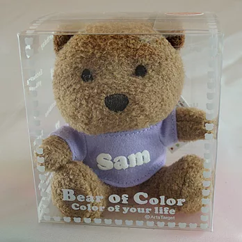 英文名繽紛熊-Sam-紫色衣服-白色字