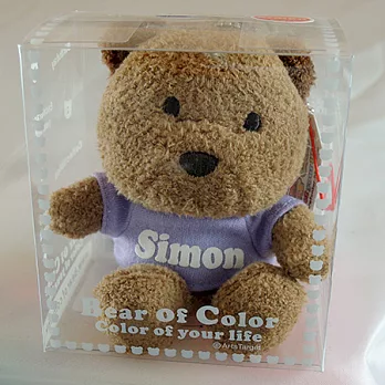英文名繽紛熊-Simon-紫色衣服-白色字
