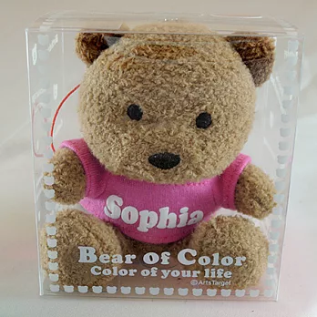 英文名繽紛熊-Sophia-桃紅色衣服-白色字