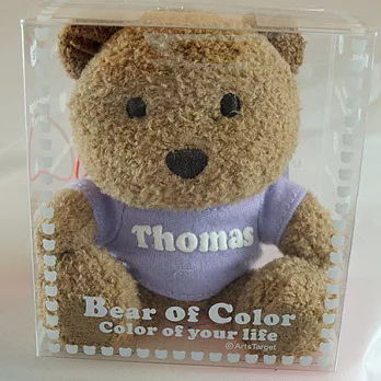 英文名繽紛熊-Thomas-紫色衣服-白色字