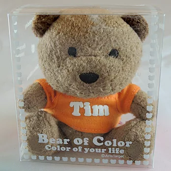 英文名繽紛熊-Tim -橘色衣服-白色字