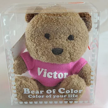 英文名繽紛熊-Victor-桃紅色衣服-白色字