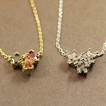 ECO安珂．三顆星立體水鑽鎖骨項鍊金鍊彩鑽