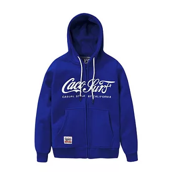 【CACO】CACO SURF‧美式休閒‧可樂字體貼布連帽外衣 L寶藍