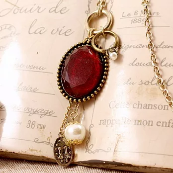 ECO安珂．大紅寶石墜銀牌珍珠與戒指 項鍊