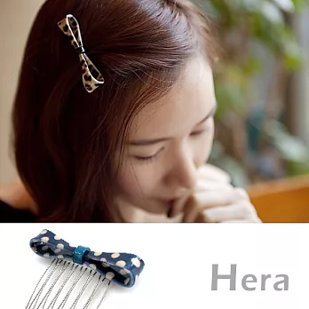 【Hera】赫拉 蝴蝶結豹紋點點髮插/髮梳(四色任選)點點-優雅藍