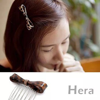 【Hera】赫拉 蝴蝶結豹紋點點髮插/髮梳(四色任選)豹紋-咖啡色