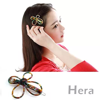 【Hera】赫拉 豹紋渲染線條花朵邊夾/髮扣/髮夾(四色任選)幸運綠