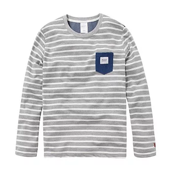 【CACO】NAVY．獨家經銷．條紋拼接長TL灰