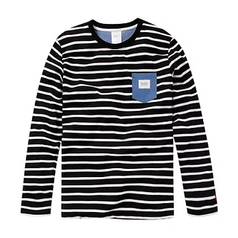 【CACO】NAVY．獨家經銷．條紋拼接長TL黑