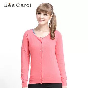 【Bés Carol】女針織開襟外套S桃粉色
