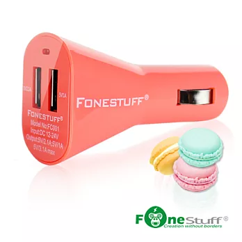 Fonestuff瘋金剛 5V/3.1A雙USB車充(粉嫩橘)