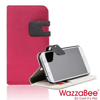 WazzaBee S20 Wallet Pouch PU側掀 Samsung S4 手機套桃紅