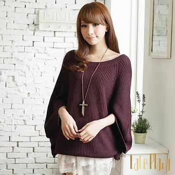 Alice’s Rose大圓領斗篷造型針織上衣M酒紫