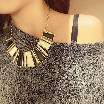 【Bling Q】黑色玉石琴鍵風格項鍊