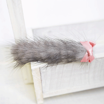 【PinkyPinky Boutique】小甜美蝴蝶結兔毛髮夾(灰色)
