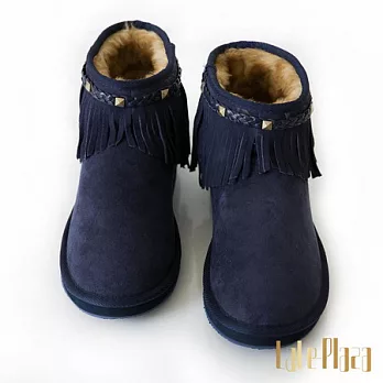 Alice’s Rose帥氣鉚釘流蘇短筒雪靴37海軍藍