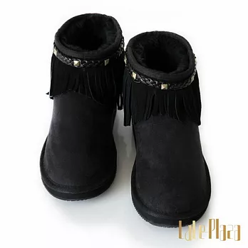 Alice’s Rose帥氣鉚釘流蘇短筒雪靴36黑