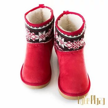Alice’s Rose俏麗雪花針織中筒雪靴37紅