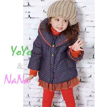 精品童裝yoyo&nana-B0909 超cue泡泡領保暖外套-140cm-藍橘140藍橘