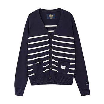 【CACO】NAVY．獨家經銷．條紋開襟針織外套S深藍