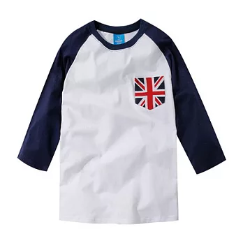 【CACO】CACO ST‧美式街頭‧英國旗口袋七分袖T‧(台灣製)S白