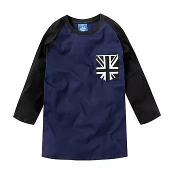 【CACO】CACO ST‧美式街頭‧英國旗口袋七分袖T‧(台灣製)S深藍