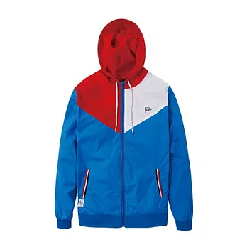 【CACO】CACO ST‧美式街頭‧拼接風衣連帽外套S藍