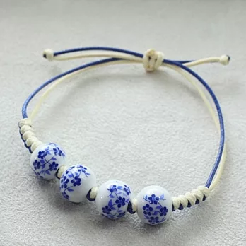 寧靜青花瓷珠手鍊‧蝶夢東方
