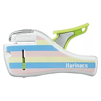 無針訂書機輕巧型5枚-條紋限定版-淺綠(把柄)