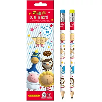 奶油獅學齡前鉛筆4支入+筆削